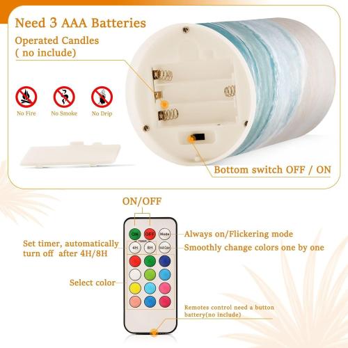 Flickering Flameless Candles, Bohemian Beach LED Candles with Remote Timer, Set of 2 Battery Operated Candle for Valentine Wedding Birthday