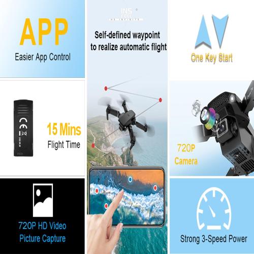 Mini Drone with Camera for Adults - Christmas Toy Gift for Beginner Age 14 Years Old - RC Quadcopter Multirotors | Foldable UAV | WiFi HD FPV Live Video | One Key Take Off/Land | Altitude Hold | Headless Mode | 360° Flip | Carrying Case (IN Black)