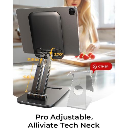 LISEN Tablet Stand for iPad Holder Desk Portable Monitor, Foldable Home Office Desk Accessories Kindle Stand Travel for iPad Holder Dorm College Essentials Fits Tabs iPhone 4-15.9 Black