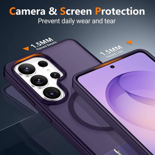 SPIDERCASE Magnetic for Samsung Galaxy S26 Ultra Case,[Built-in Invisible Kickstand][Compatible with Magsafe] Slim Translucent Matte Phone Case for S26 Ultra 6.9'', Purple