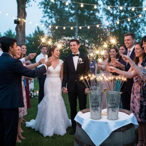 2 Wedding Sparklers Buckets, Classic Style, Silvery Gray, 9.8 Inches