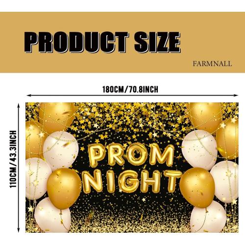 Black and Gold Prom Photo Backdrop Graduation Decoration for Home