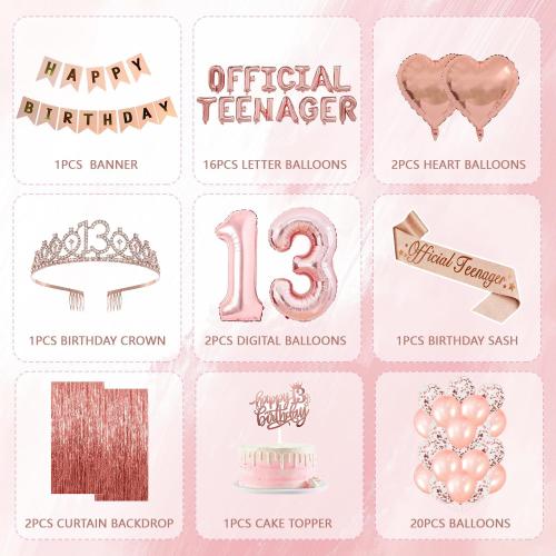 YGSEPCC 13th Birthday Decorations for Girls, Official Teenager Party Decor