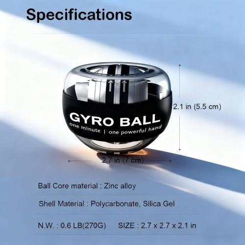 Auto-Start Wrist Power Gyro Ball with LED Lights, Wrist Strengthener and Forearm Exerciser for Stronger Arm Fingers and Muscle