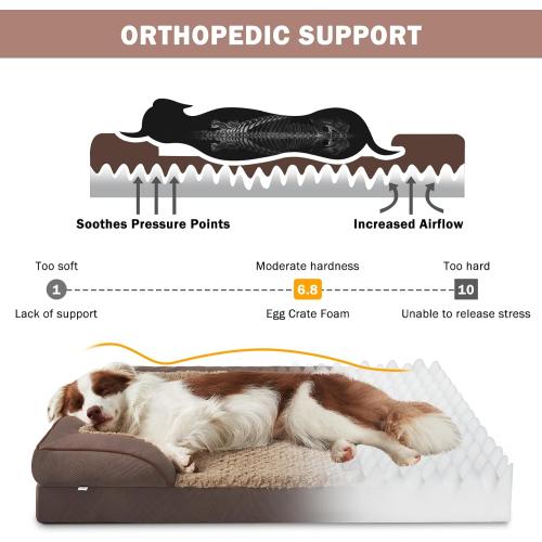 INVENHO Orthopedic Dog Bed for Extra Large Dogs, XXL Egg-Crate Foam Dog Couch with Washable Removable Cover, Waterproof Lining and Nonskid Bottom