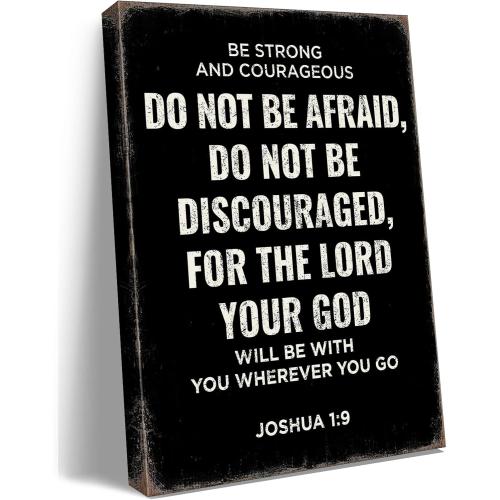 Be Strong and Courageous Joshua 1:9 Bible Verse Canvas Wall Art - Christian Scripture Inspirational Wall Decor for Prayer Room, Faith-Based Home Decor, Religious Gift for Women,christians,pastor,Motivational Spiritual wall decor for Living Room,bedroom de