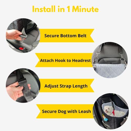 Dog Car Seat for Small/Medium Dogs up to 35 lbs, Memory Foam Booster Seat with Washable Cover, Storage Pockets & Safety Belts, Travel Pet Bed for Front & Back Seats