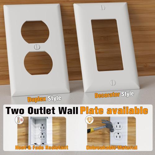 Recessed Outlet Box, DBVS1C-1 Low Profile Electrical Outlet Boxes, Wall Plate Kit for New Vinyl Siding, Enclosed Weatherproof Pack with Duplex & Decorator Style Covers, 1-Gang,Clear, Vertical
