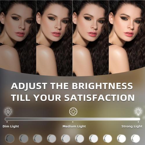 FENCHILIN Hollywood Mirror with Light 12.0W'' * 14.5L'' Lighted Makeup Mirror Vanity Makeup Mirror Smart Touch Control 3 Colors Dimable Light Detachable 10X Magnification 360°Rotation(Black)