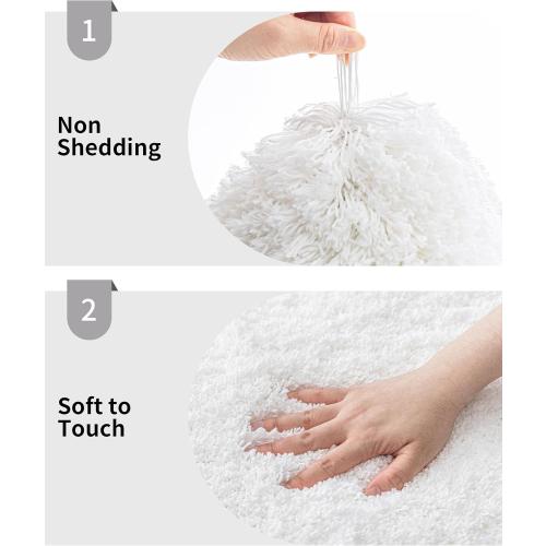 Small Bathroom Rugs 17x24 Non Slip White Fluffy Bath Mat for Bathroom Floor Machine Washable Plush Luxury Bath Rug for Tub Soft Shaggy Absorbent Shower Mat