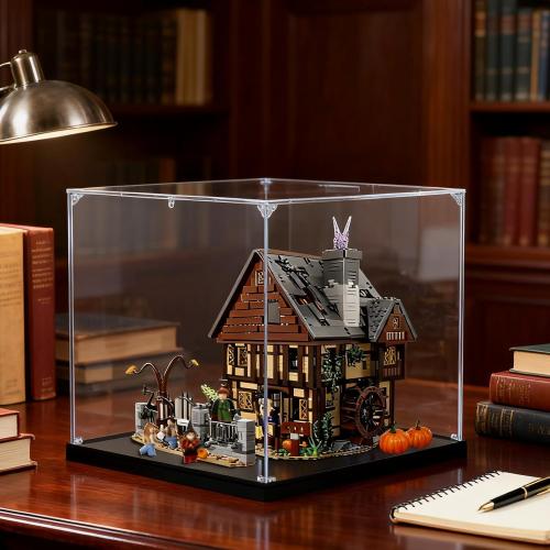 3mm Acrylic Display Case for Lego 21341 Disney Sanderson Sisters Cottage with 0.8-Inch Elevated Base - Dust Proof Acrylic Box Snap Assembly