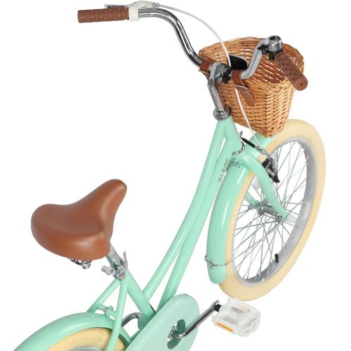 Glerc Little Molly 12-20 Inch Kids Retro Cruiser Bike for 2-13 Year Old with Wicker Basket & Training Wheels/Kickstand, Multiple Colors