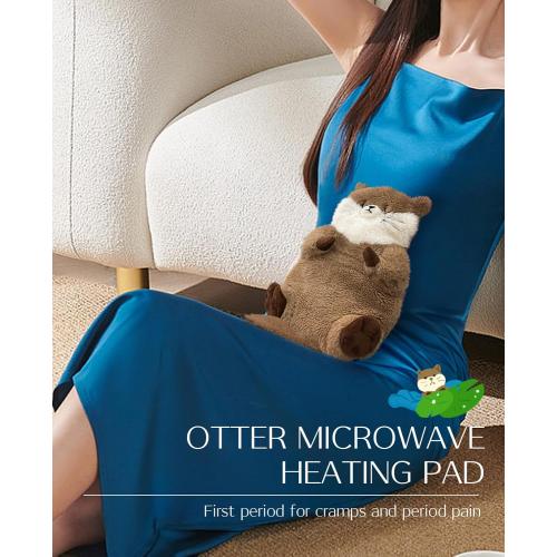 Microwave Heating Pad for Cramps Pain Relief, 15 * 8 Cozy Plush Microwavable Heating Pads for Back, Neck Shoulder, Cute Otter Microwave Stuffed Animal with Washable Cover,Unscented