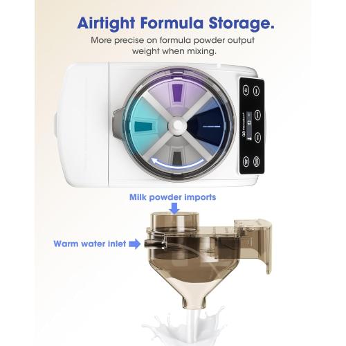 Instant Formula Maker, Fast and Customizable Formula Dispenser Machine with Accurate Temperature Control for Baby, Automatic Powder Blending for All Brands of Bottles and Formula, White