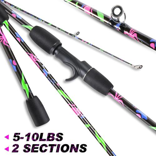 Sougayilang Fishing Rod, 2-Piece Graphite Composite Blank/Fiber Glass Spinning & Casting Rod with EVA Grip, Smooth Transition Fishing Pole