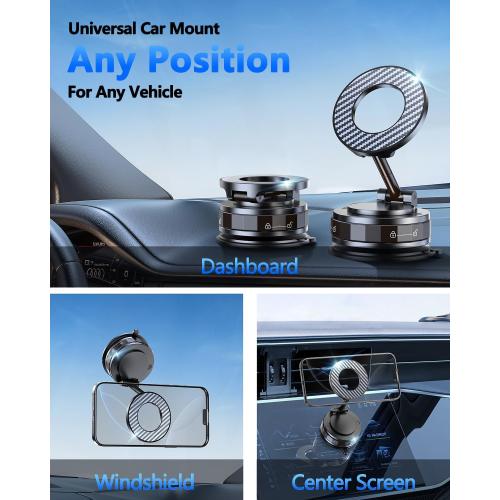 Vacuum Magnetic Car Phone Holder for Mag-Safe [89 LBS Suction & 3200gf Magnetic] 360° Adjustable Ultra Suction Cup Phone Holders for Your Car, Car Mount for iPhone 17 Pro Max 16 15 14 13 12 Air Plus
