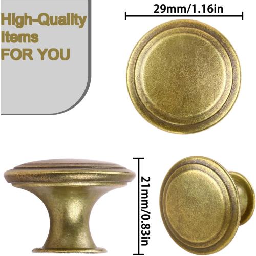 Pack of 6 Flat Round Shape Drawer Pulls Red Antique Brass Furniture Cupboard Zinc Alloy Dresser Knobs Door Window Pull Handles Cabinet Hardware for Closet Wardrobe Pulls with Screws