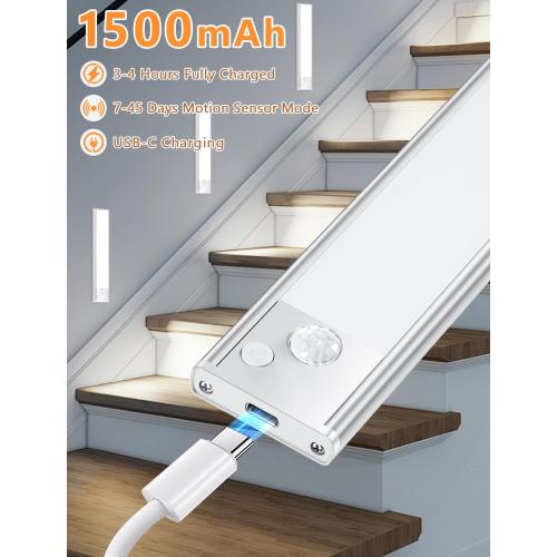 Under Cabinet Rechargeable Lighting: Motion Sensor Dimmable Lights Indoor - Battery Operated Lights - Wireless Activated Closet Light Magnetic Led Light for Kitchen Home Bathroom Counter 3 Pack