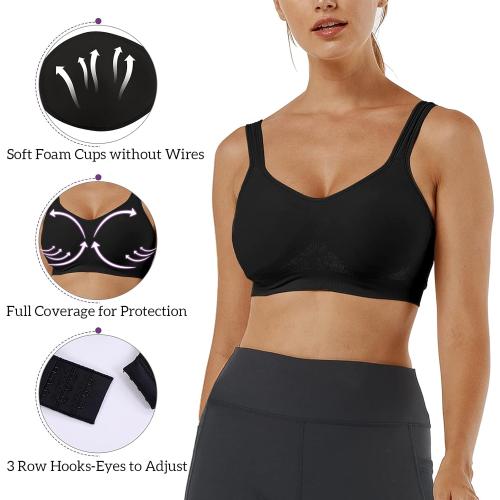 3 Pack Size M Vertvie Women's Wirefree Bras Seamless Full Coverage Plus Size Sports Bra for Sleeping Yoga Workout Everyday Wear Bralette