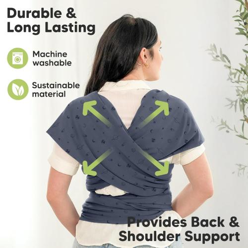 KeaBabies Baby Wrap Carrier - All in 1 Original Baby Carrier Newborn to Toddler Sling, Easy to Wear, Hands Free Bonding, Lightweight, Breathable Infant Wraps (Planets)