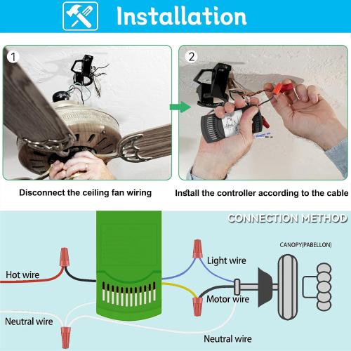 Ceiling Fan Remote Control Kit with Receiver, Replacement for Hunter 99770