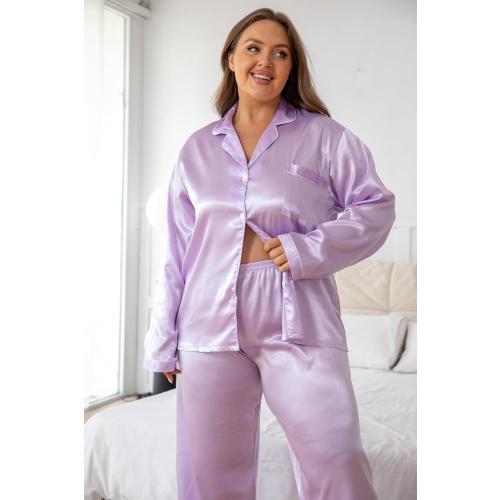 Vozanet Women's Plus Size Button Down Pajama Sets Satin Silky Long Sleeve Long Pants Sleepwear Loungewear Nighty XL to 5XL