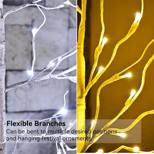 Lighted Birch Tree, 8ft 136LED Birch Tree Lights,Large Artificial Twig Tree Light 9Modes Timer for Indoor Outdoor Thanksgiving Tree Christmas Home Party Wedding Decor,Warm & Cool White