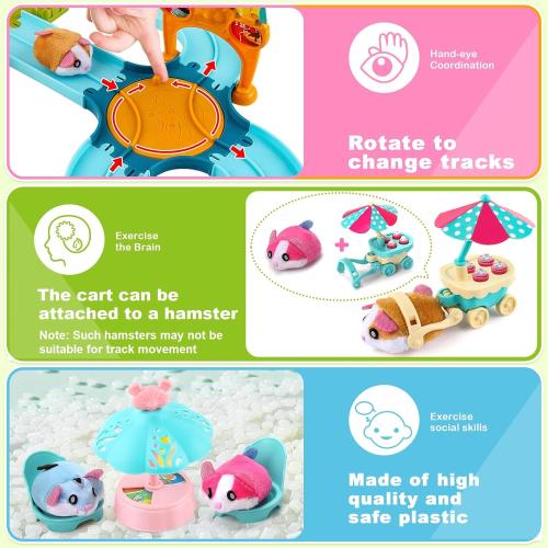 Hamster Car Track Toys for Kids - Pretend Play Ice Cream Theme Educational Track Car Games Set with 2 Mini Hamster Toys & Accessories, Birthday Gift for 3 4 5 6 7 Year Old Toddlers Boys Girls