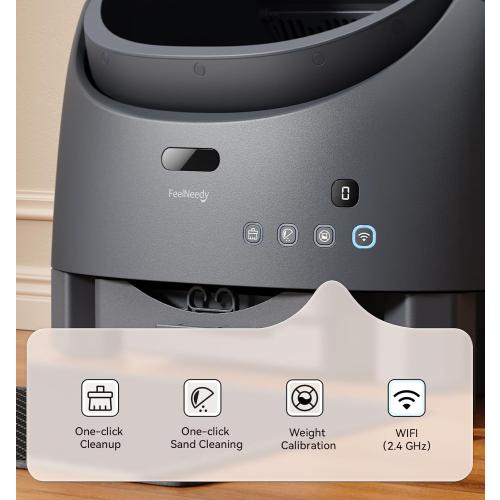 Automatic Litter Box Self Cleaning, FeelNeedy Open-Top Smart Cat Litter Box with App Control, Odor-Control Safety Sensor Design for 1-3 Cats, Includes Waste Bags