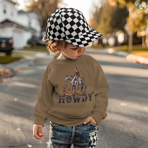 Brown Size 120 Toddler Boy Howdy Sweatshirt Cowboy Western Graphic Long Sleeve T-Shirt Kids Vintage Rodeo Lightweight Pullover Tops