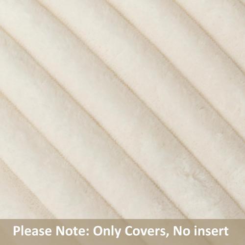 Kevin Textile Soft Plush 14x36 Inch Long Lumbar Pillow Cover 1 Pack, Luxury Fluffy Faux Fur Striped Flannel Rectangle Body Cushion Case for Couch Sofa Chair Bed Home Decor, Cream White