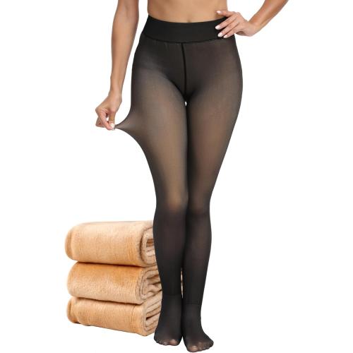 CHRLEISURE Women's Fleece Lined Tights - Fake Sheer Warm Pantyhose Thick Winter Leggings medium