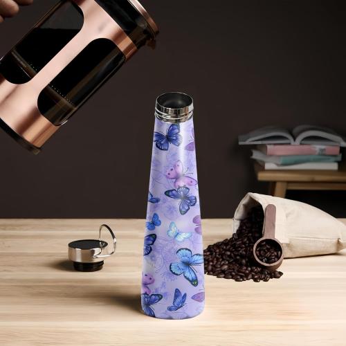 16 oz Butterfly Stainless Steel Water Bottle, Leak Proof Cola Shape Thermo, Insulated Sports Flask Travel Coffee Mug Cup Tumbler, Gifts for Woman Animal Lovers