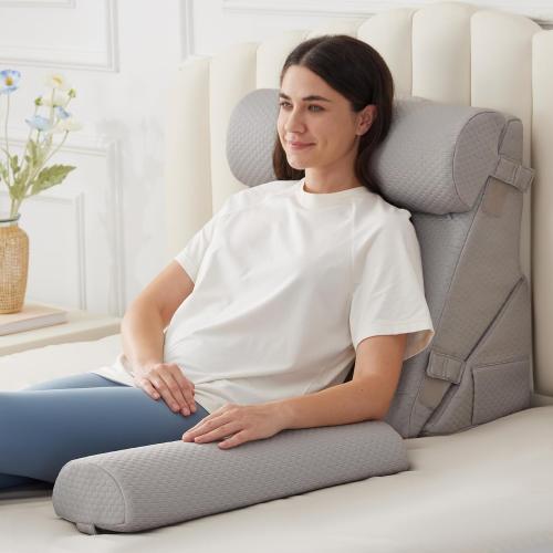 Orthopedic Bed Wedge Pillow Set 4Pcs, Adjustable Memory Foam Wedges Pillow, Pillow Wedge for Post Surgery, Back Pain Relief, Acid Reflux, Snoring, GERD, Grey