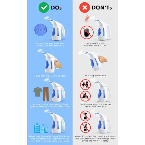 HiLIFE Steamer for Clothes, Portable Handheld Design, 240ml Big Capacity, 700W, Strong Penetrating Steam, Removes Wrinkle, for Home, Office(ONLY FOR 120V)