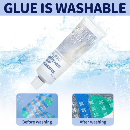 Anti Slip Sock Glue, 3.4 Oz Fabric Paint for Non-Slip Socks, Transparent Washable Non-Slip Adhesive, Suitable for Socks, Floor Mats, Blankets, Hangers, Etc