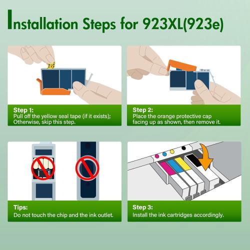 Twin Pack 923 923e 923XL Ink Cartridges Combo Pack with Chip Replacement for HP 923 923e Ink Cartridges for HP Printer OfficeJet Pro 8130e 8135e 8139e 8125e 8138e 8122e 8120 8124e 8130 (Black)