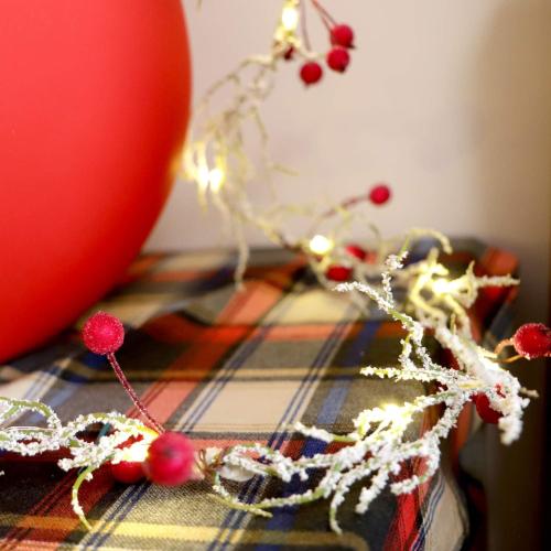 MENGNAN Fairy Decorative Lights Snow Branches Red Berries String Lights 6ft 20LEDs Battery Operated Lights for Bedroom Wedding Indoor Party Valetine's Day Mother's Day Anniversary Decor