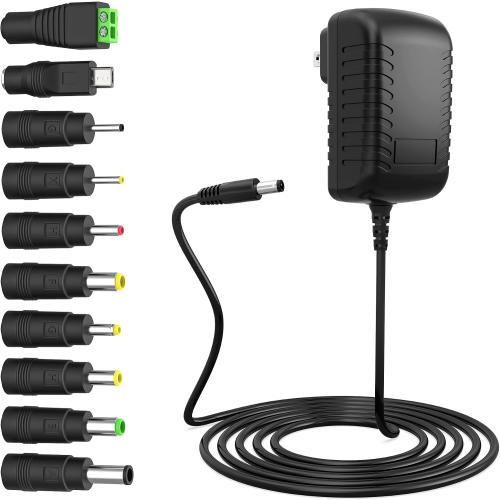 8.4V 1A Power Adapter Li-ion Battery Charger with LED Indicator 2.1x5.5mm Interface Suitable for 7.2V 7.4V 8.4V 2-String Lithium Battery Pack with 10 Interchangeable DC Plug