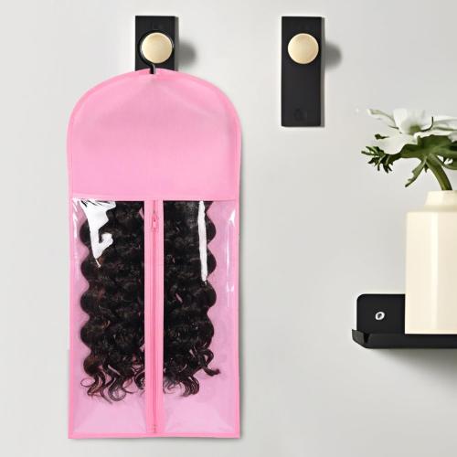 3PCS Hair Extension Holder Dust-proof Bags with Hanger Portable Storage for Multiple Wigs Holder Stand with Transparent Zip Up Closure