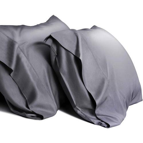 Cooling Queen Pillowcases Set of 2 Breathable Cool Silky Soft Rayon Derived from Bamboo Fabric, Moisture Wicking for Hot Sleepers, Hair and Skin Friendly, Dark Grey, 2 Pack, 20x30IN