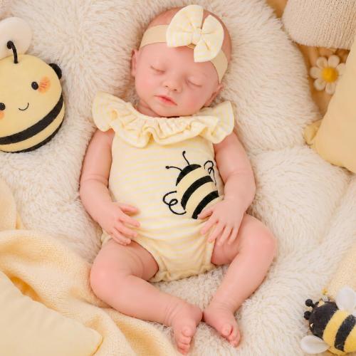 BABESIDE 16 Inch Silicone Baby Doll Weighted 4LB, Lifelike Newborn Dolls