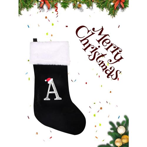 20 Inches Monogrammed Christmas Stockings with Letters,Super Soft Christmas Stockings Large Monogram Stockings Red Letter Stockings for Christmas Holiday Xmas Gift…