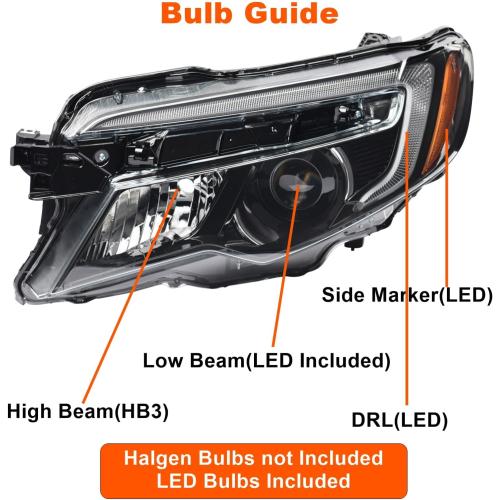 LED Headlight Assembly w/DRL For 2016-2021 Honda Pilot 2017-2021 Ridgeline LED Low Beam & Halogen High Beam (Driver Left Side)