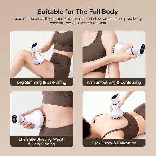 Lymphatic Drainage Massager,4-in-1 Electric Body Sculpting Brush,Helps Reduce Stretch Marks&Cellulite for Relaxation,Multi-Speed Anti Cellulite Massage Tool for Belly Legs Arms(White)