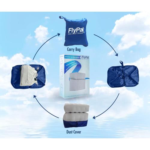 Inflatable Foot Rest for Air Travel, U.S Patented 2 in 1 Design, Blow-Up Pillow Cushion for Home, Office and Kids to Sleep on Long Flights, 17“x11 x17, Grey.