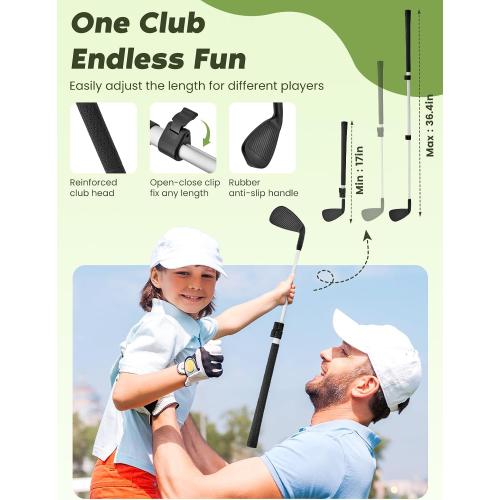 Golf Chipping Game with 6 x 6 FT Large Target Mat Training Set | 2 Adjustable Clubs, Sticky Balls, Scoreboard for Adults & Beginners, Backyard Fun, Indoor Outdoor Play, Party Activities