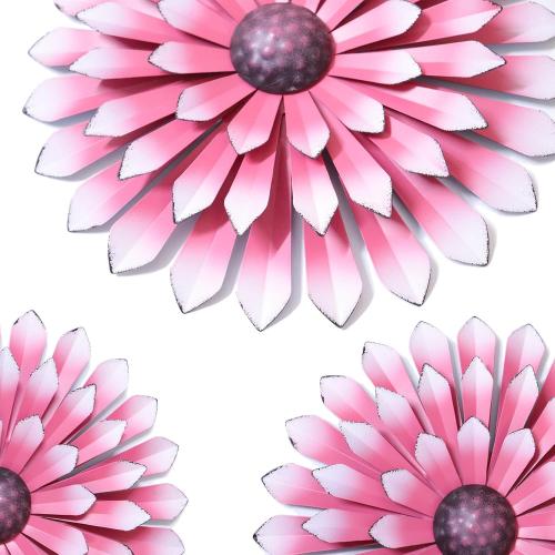 AHYS Metal Flowers Wall Decor Indoor Outdoor Metal Wall Art for Farmhouse Home Living Room Bedroom Bathroom Garden Decor – Pink