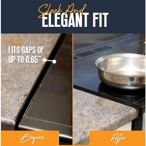 Pack of 2 Linda’s Essentials Stove Gap Covers Stainless Steel (2 Pack), 316 Stainless Steel Stove Gap Covers Heat Resistant Oven Gap Filler Seals Spaces Between Stovetop and Counter (23.4 Inches, Black (Steel))