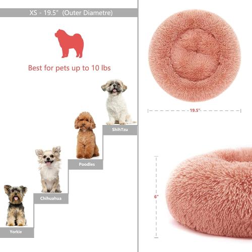 Pink Dog Beds for Small Dogs 19 inches Anxiety and Calming Washable Fluffy Cute Puppy Beds Girl Fits up to 15 lbs